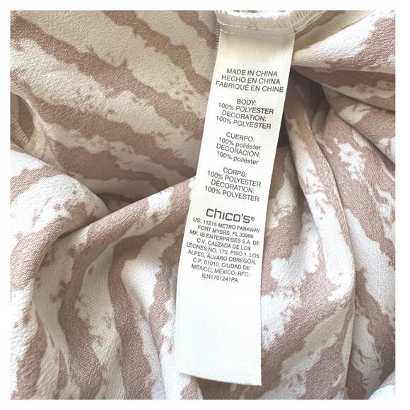 Chico’s Women’s 3 Highland Park Animal Print Embroidered 3/4 Sleeve Popover Top - Picture 10 of 11